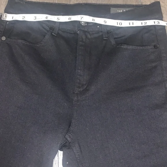 Rag & Bone NWT Bilbury Ankle Cigarette Metallic Hem Jean Size 25 Black/Gold - Picture 13 of 14